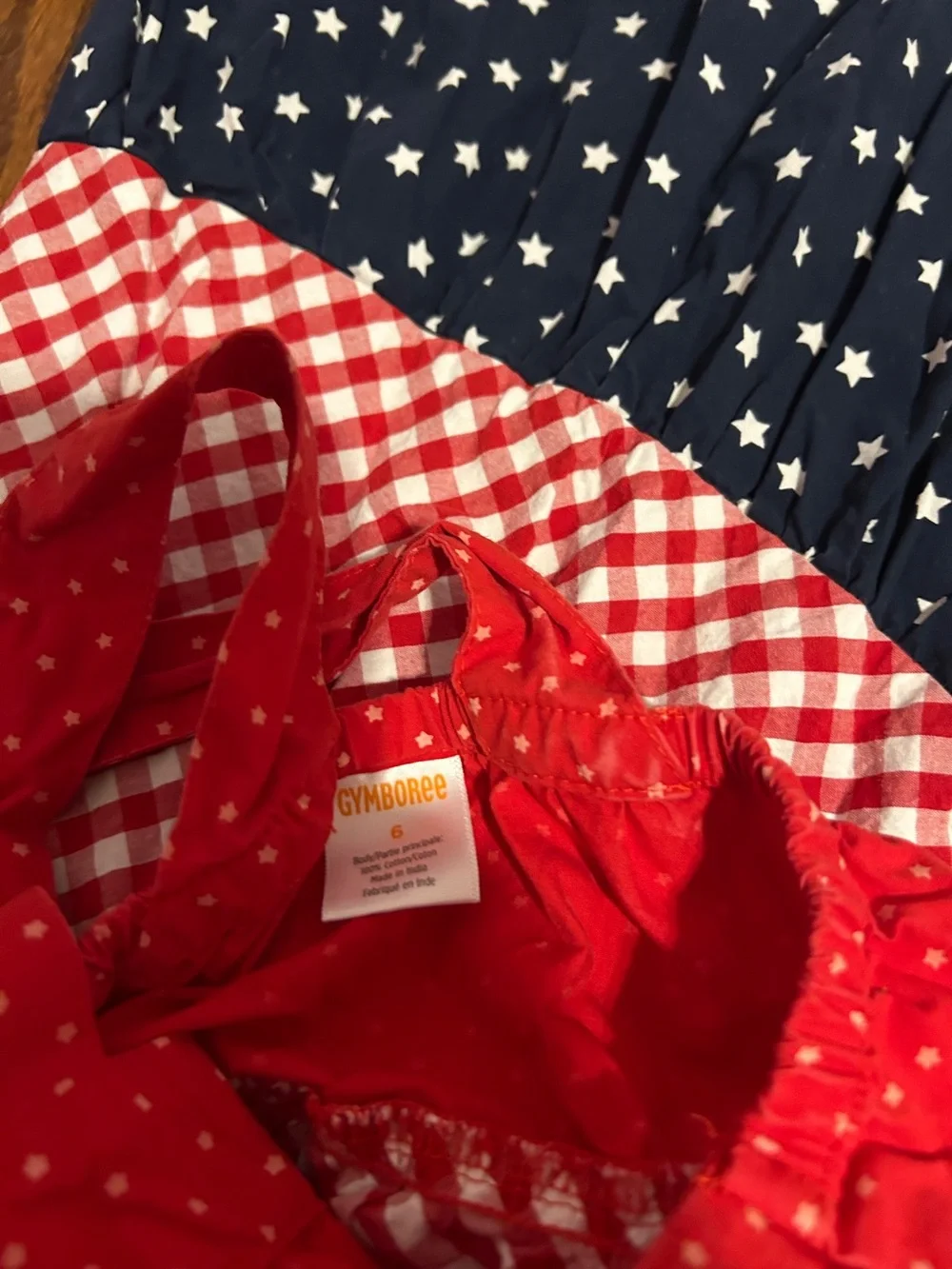 Gymboree Red, White & Navy Star & Gingham Dress